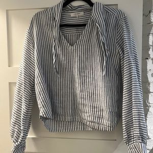 Frame striped tie neck top
